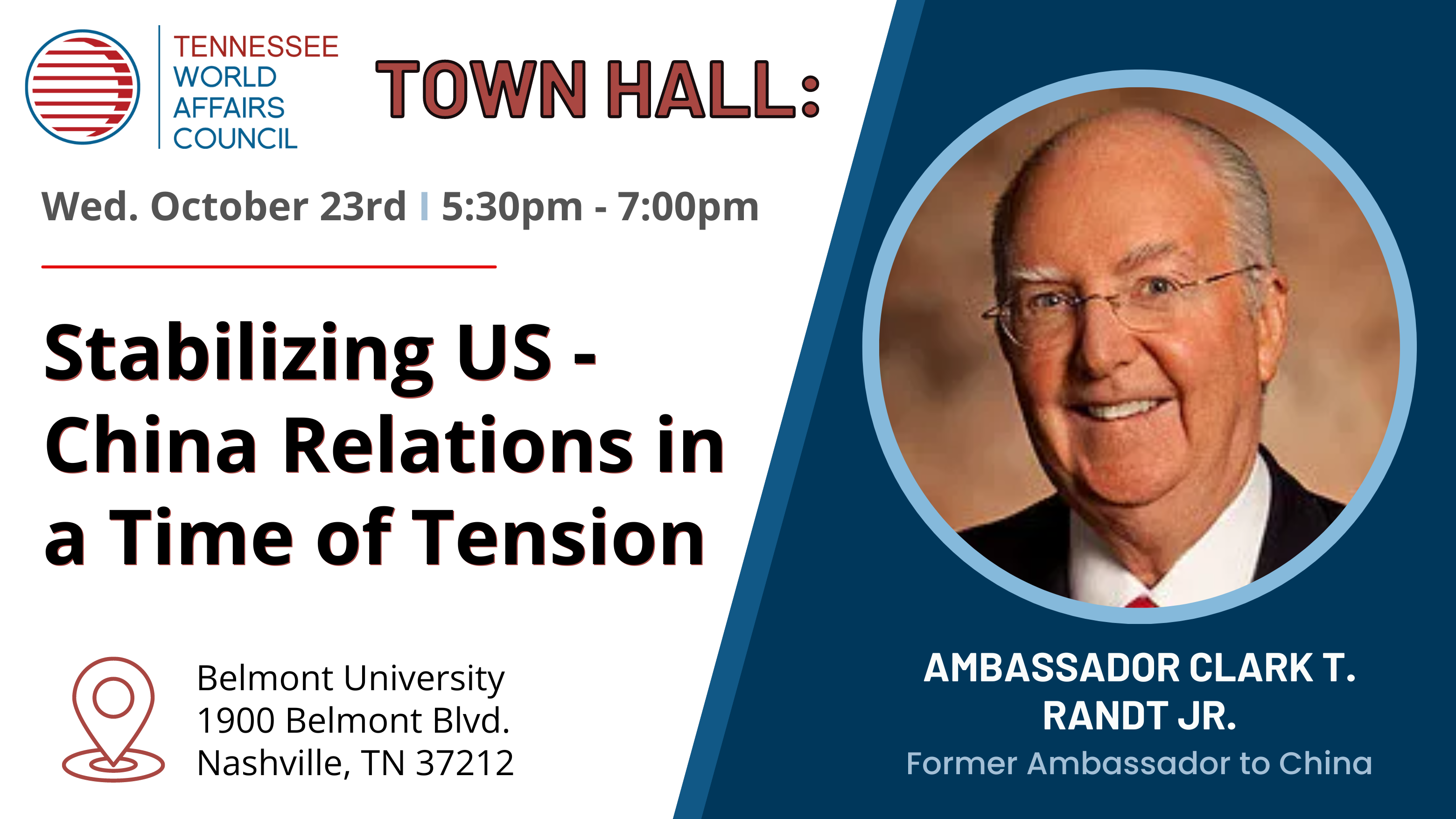 Join TNWAC on October 23rd for our in-person event, titled "Stabilizing US - China Relations in a Time of Tension."